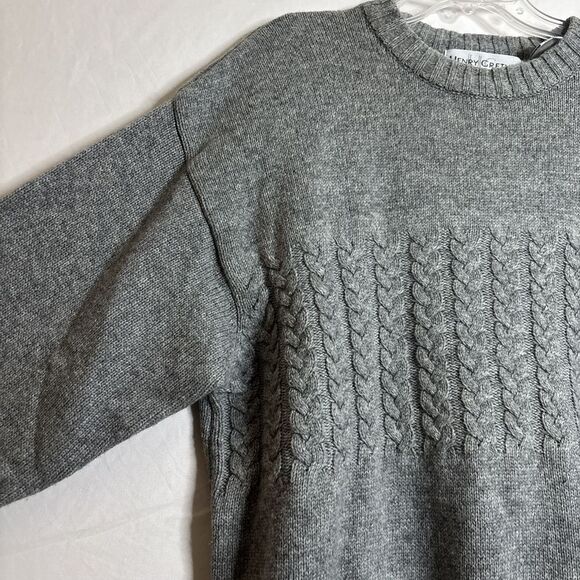 Henry Grethel Men's XL Grey Crewneck Chunky Knit Wool Blend Grandpa Sweater - Picture 2 of 14